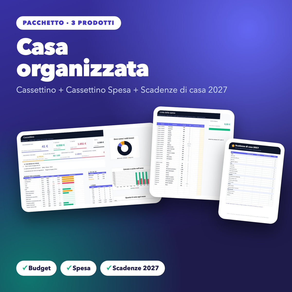 Pacchetto Casa organizzata – Cassettino + Spesa + Scadenze 2027