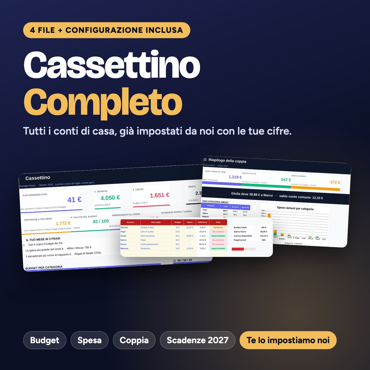 Cassettino Completo – Budget + Spesa + Coppia + Scadenze 2027, impostato da noi