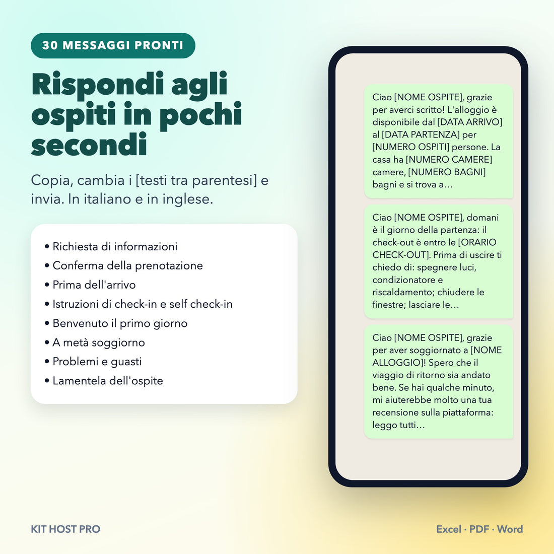 Kit Host Pro – Gestionale, messaggi e cartelli per case vacanza e B&B